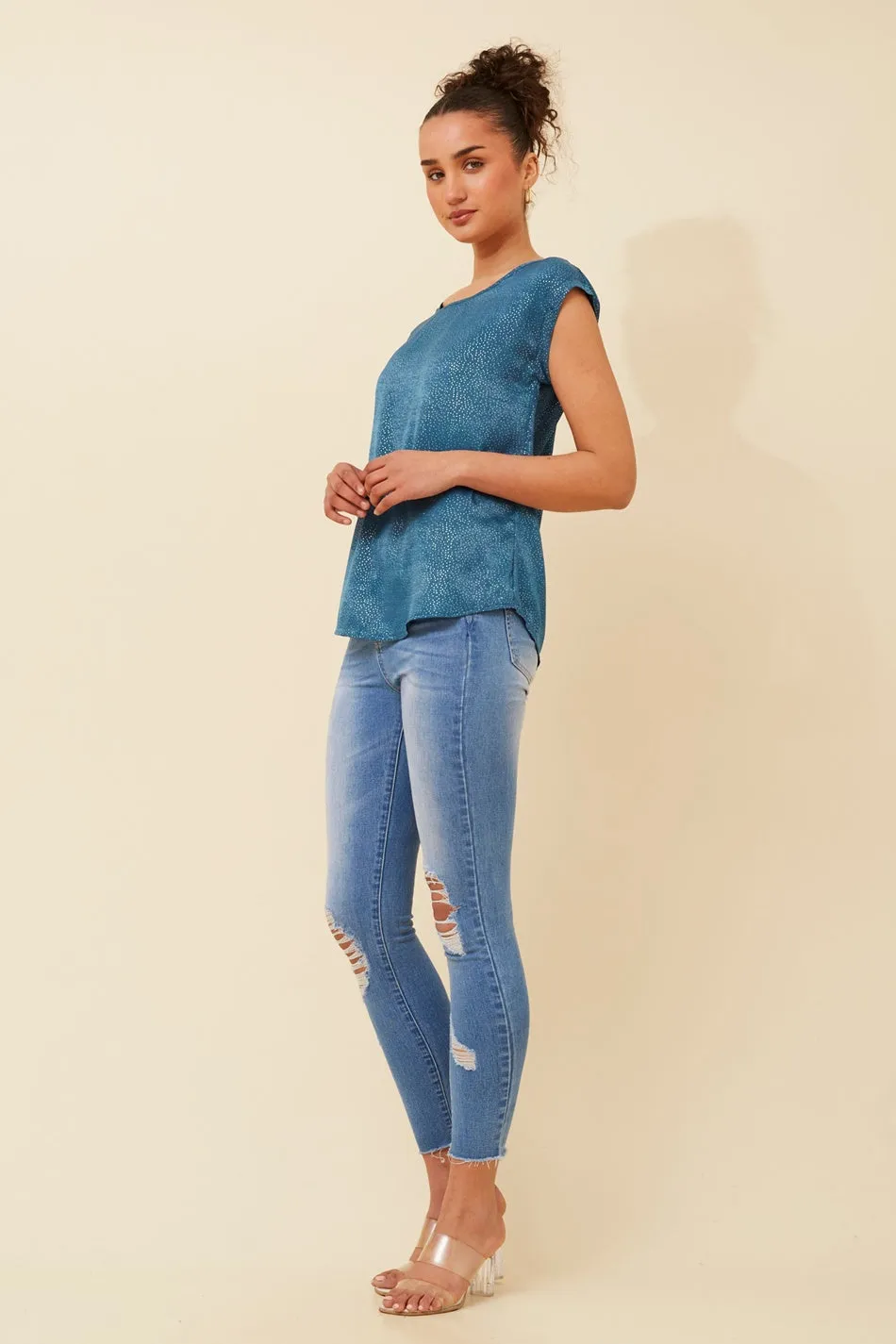 SHELLY FOIL PRINT TOP