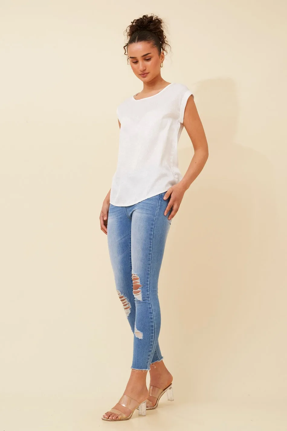 SHELLY FOIL PRINT TOP