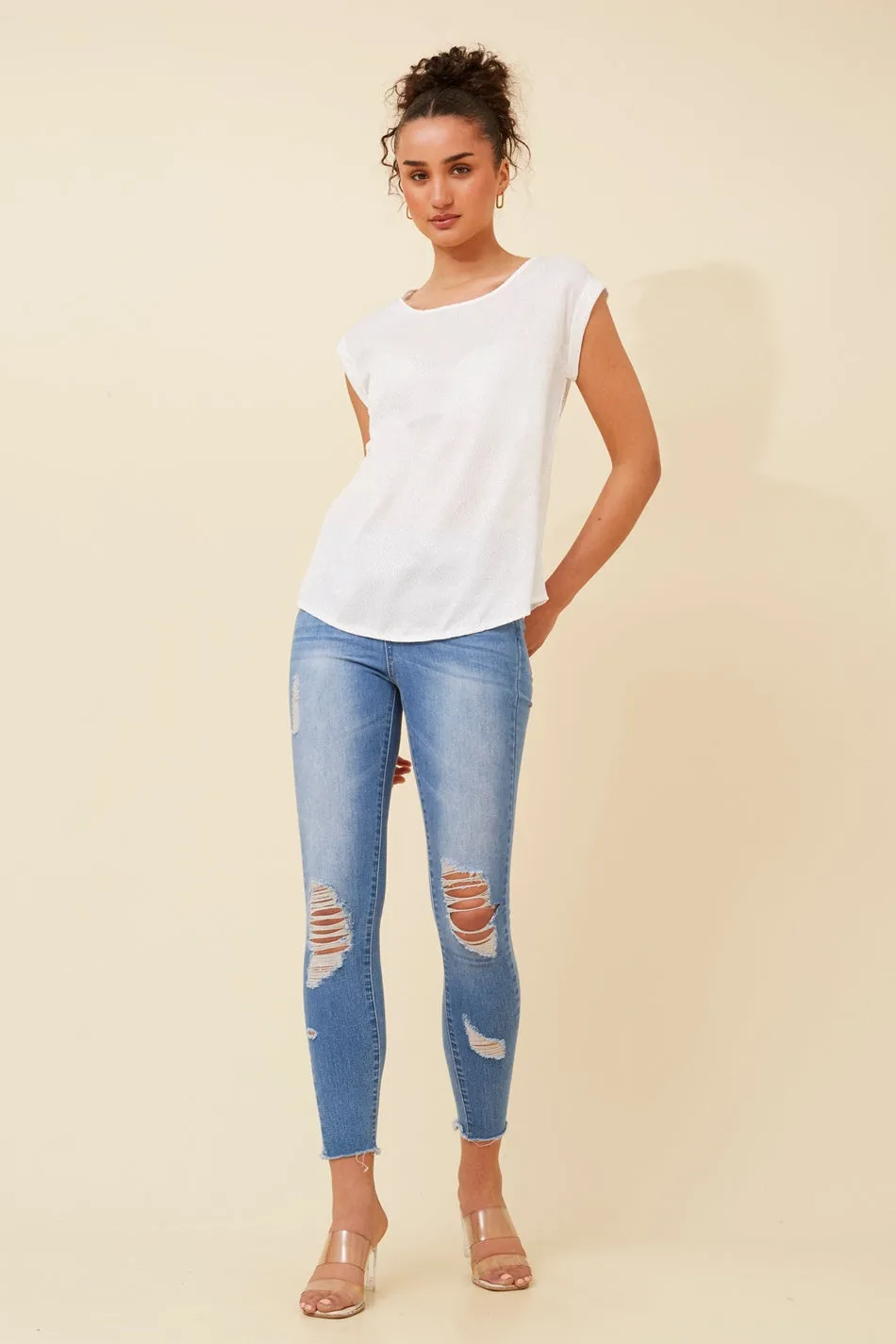 SHELLY FOIL PRINT TOP