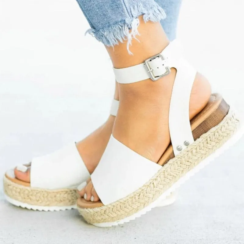 Soft Leather Platform Wedges
