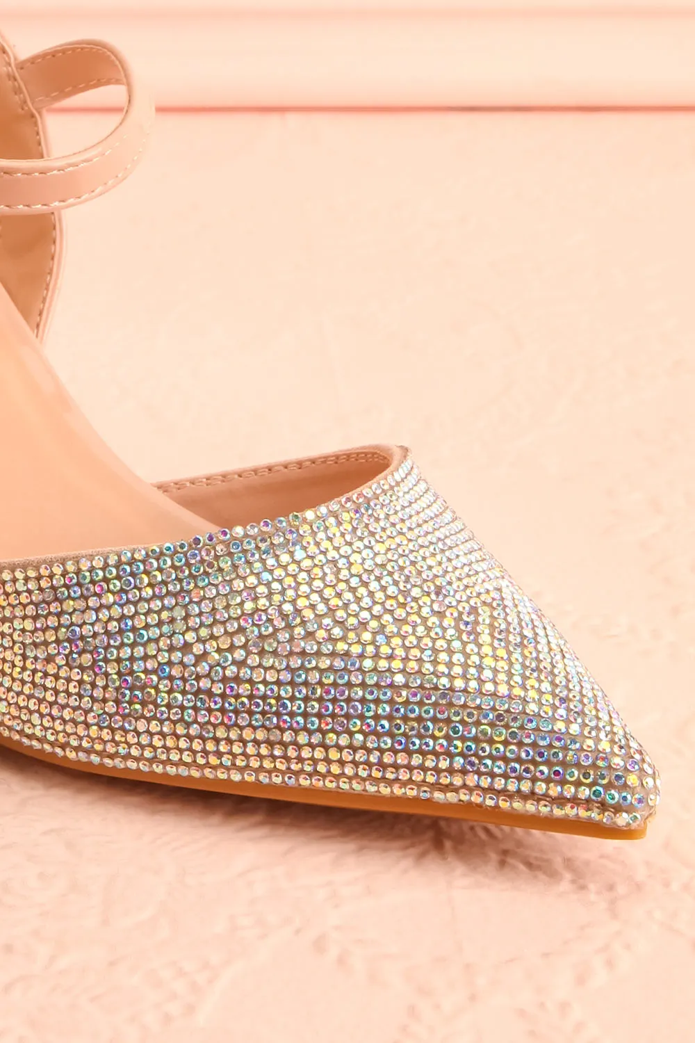 Starlight Beige | Pointed Toe Heel w/ Crystals