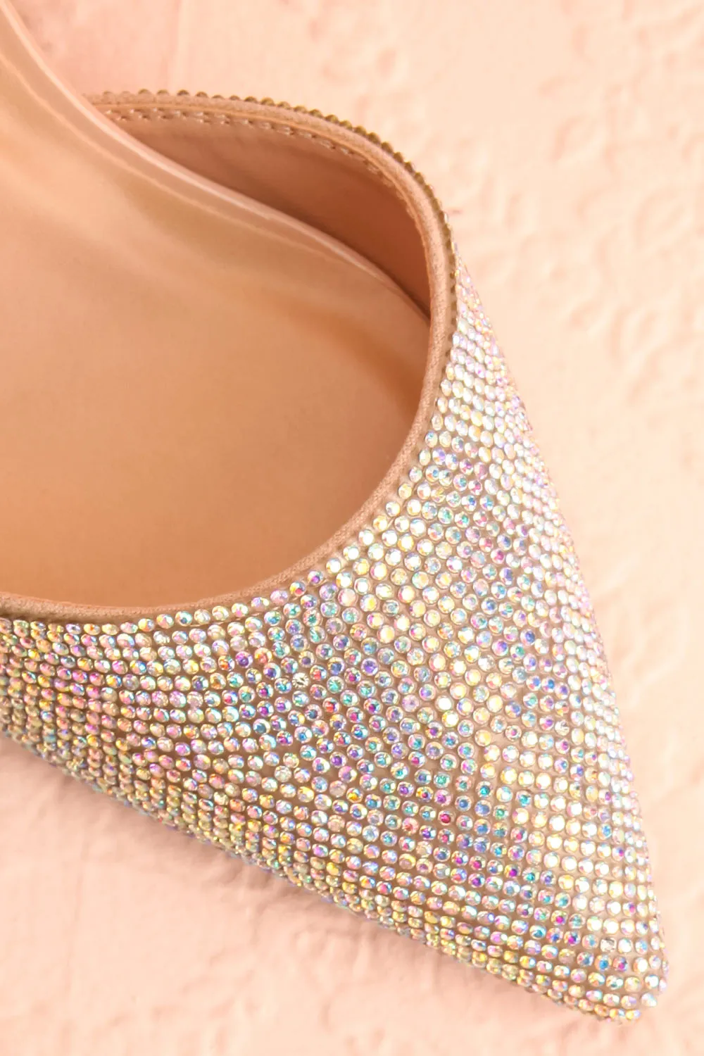 Starlight Beige | Pointed Toe Heel w/ Crystals
