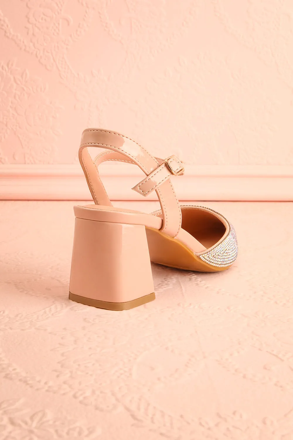 Starlight Beige | Pointed Toe Heel w/ Crystals
