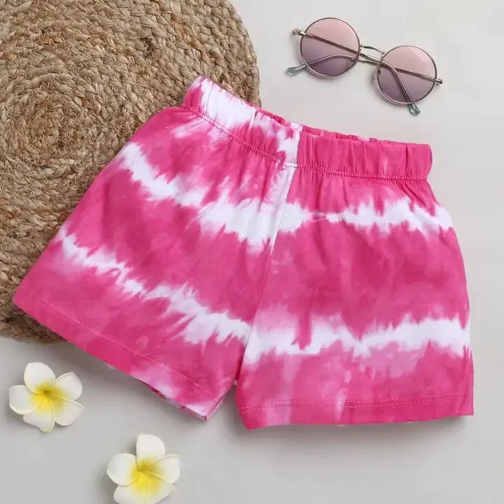 Tie and Dye Printed Shorts - Pink
