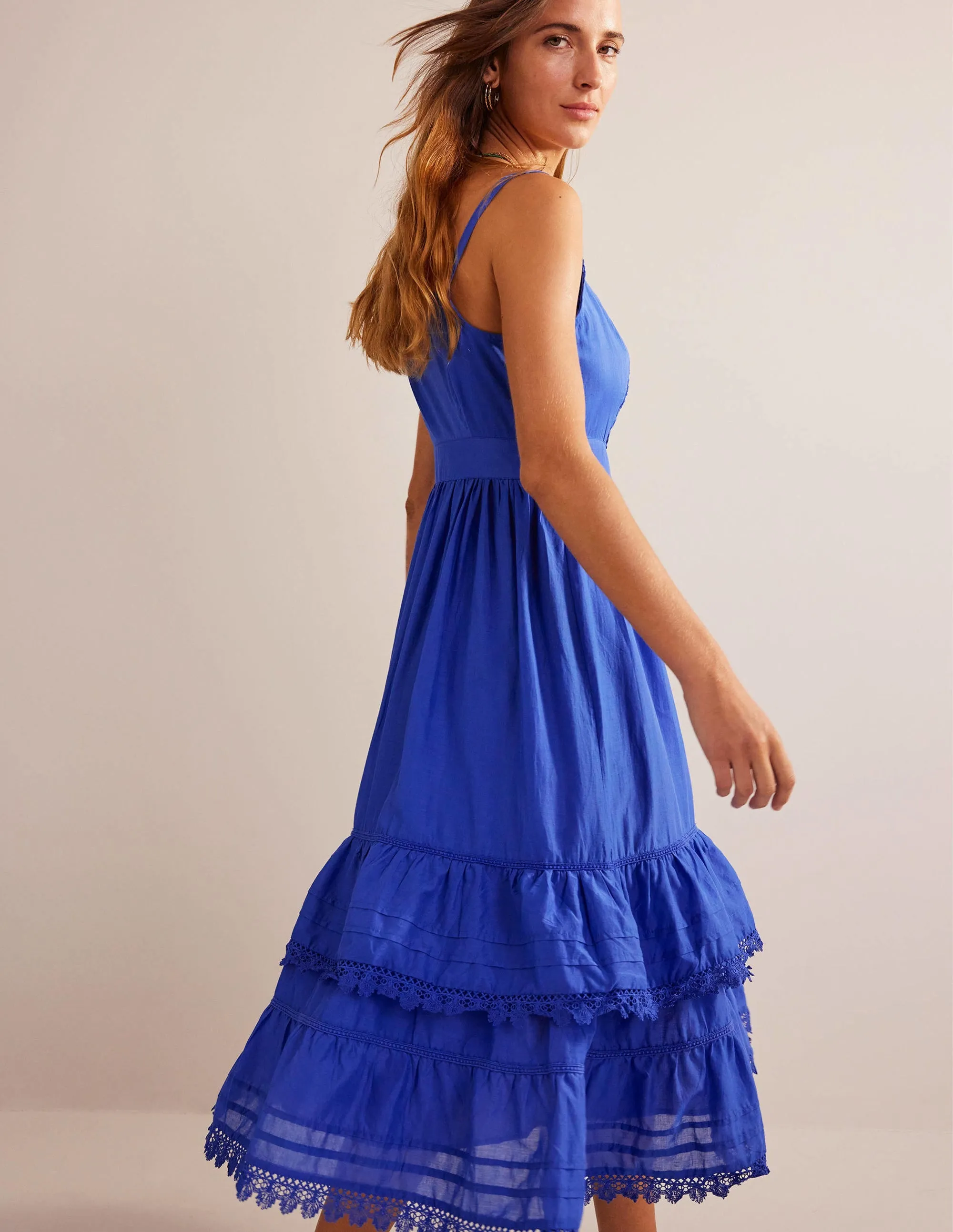 Tiered Trim Midi Dress-Island Sapphire
