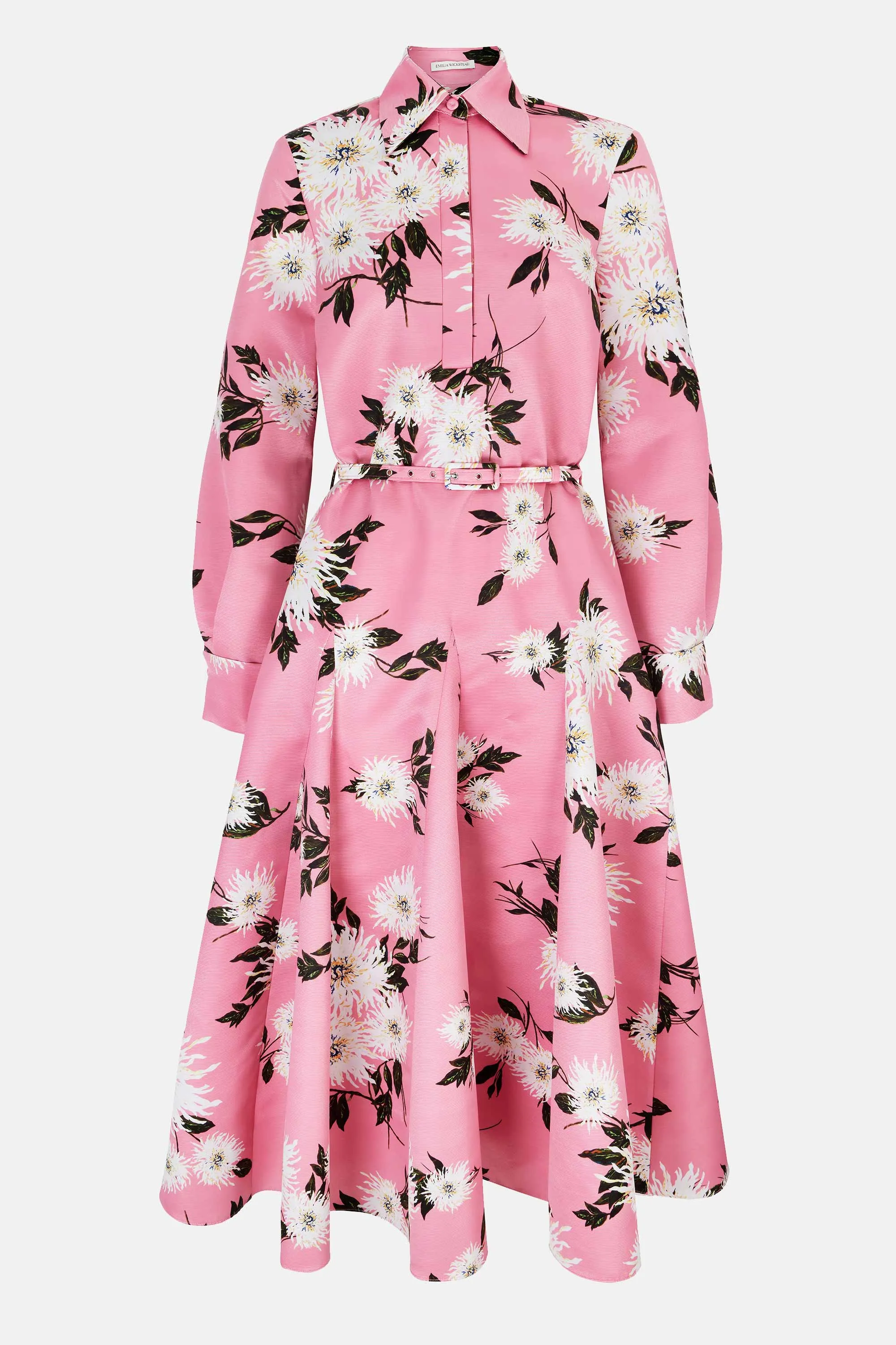 Tomasina Dress In Coral Dahlia Floral Print Taffeta Faille