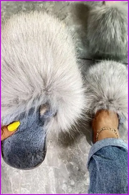 Warm Faux Fur Ladies Cross Soft Plush Furry House Slippers F1646