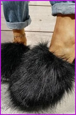 Warm Faux Fur Ladies Cross Soft Plush Furry House Slippers F1646