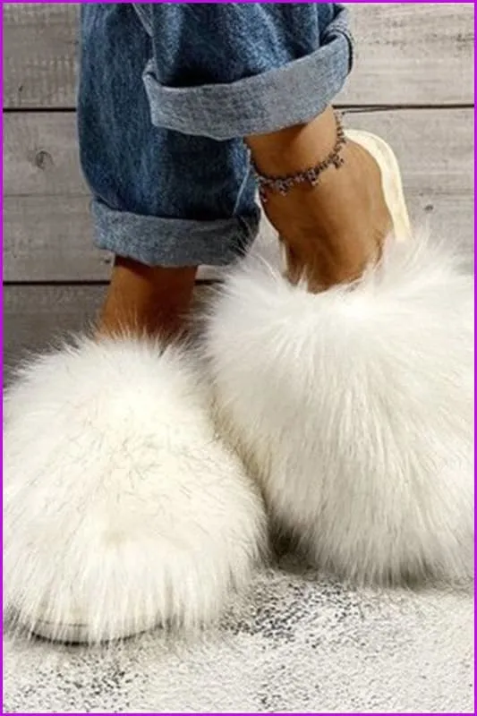Warm Faux Fur Ladies Cross Soft Plush Furry House Slippers F1646