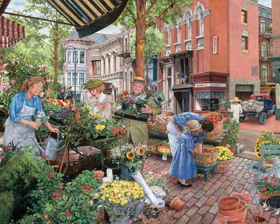 White Mountain Jigsaw Puzzles | Sidewalk Flower Sale 1000 Piece